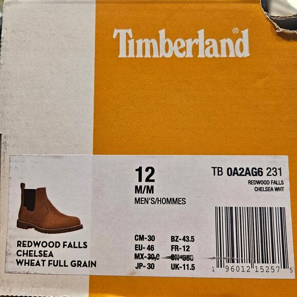 TIMBERLAND MEN\'S 12 REDWOOD FALLS MID CHELSEA BOOT WHEAT NIB main image 7